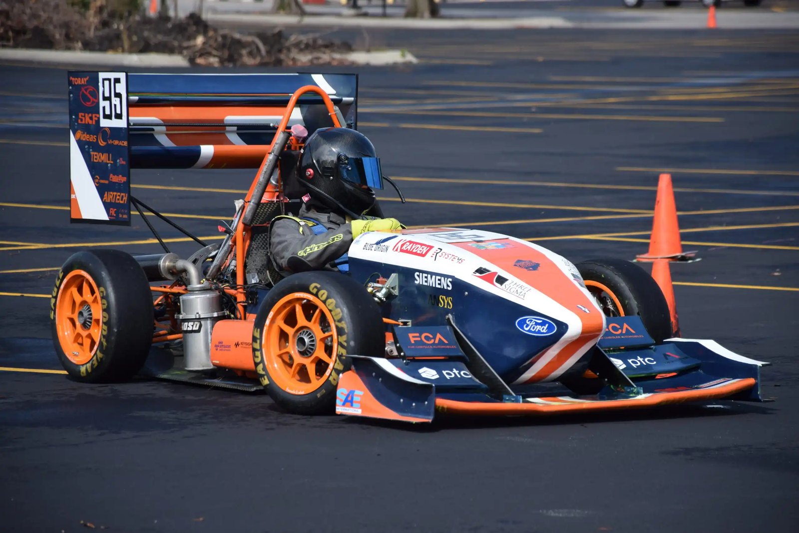 The Formula SAE car on the autocross course