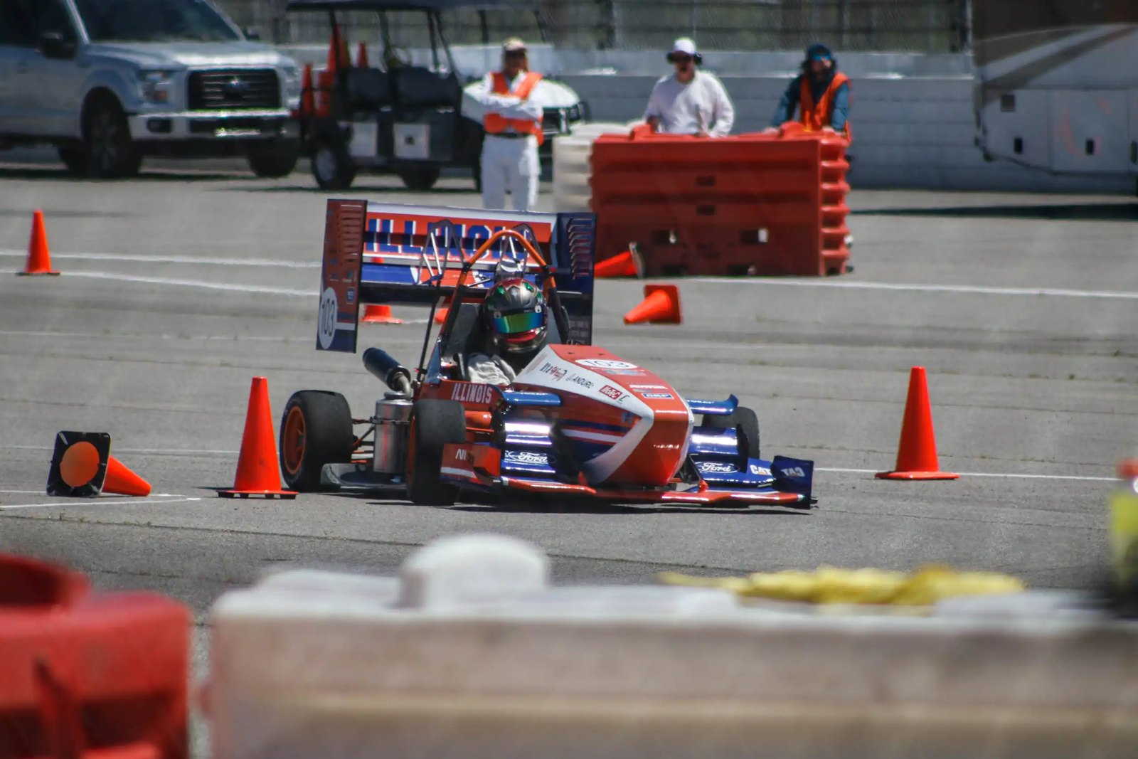 The Formula SAE car on the autocross course