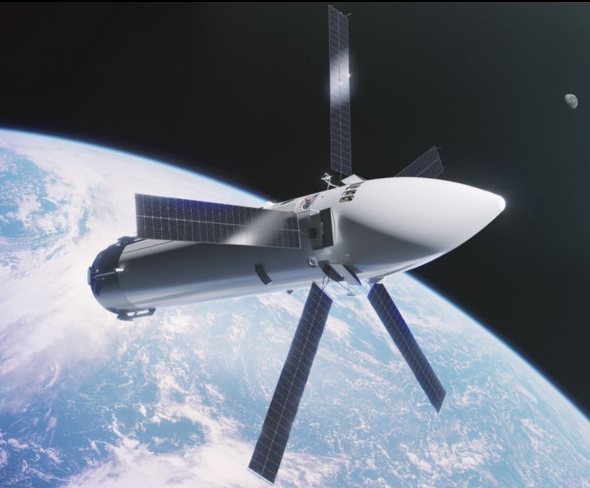 HLS Starship in orbit with solar arrays deployed